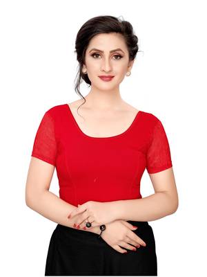 Women's Red Cotton Stretchable Readymade Blouse 1