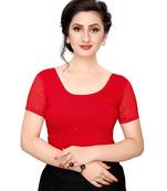 Women's Red Cotton Stretchable Readymade Blouse
