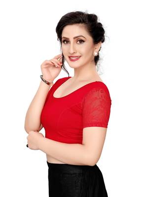 Women's Red Cotton Stretchable Readymade Blouse 2