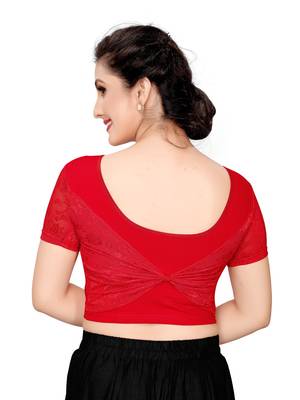 Women's Red Cotton Stretchable Readymade Blouse 4