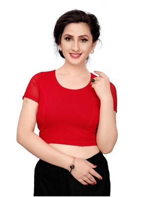 Women's Red Cotton Stretchable Readymade Blouse 1