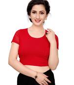 Women's Red Cotton Stretchable Readymade Blouse