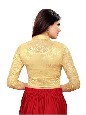 Women's Golden Shimmer Stretchable Readymade Blouse 4