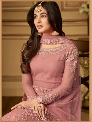 Dark Pink Designer Embroidered Anarkali Suit 2