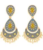 Gold Plated Meenakari Traditional Dangler Chandbali Pearl Earring