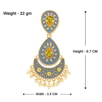 Gold Plated Meenakari Traditional Dangler Chandbali Pearl Earring 2