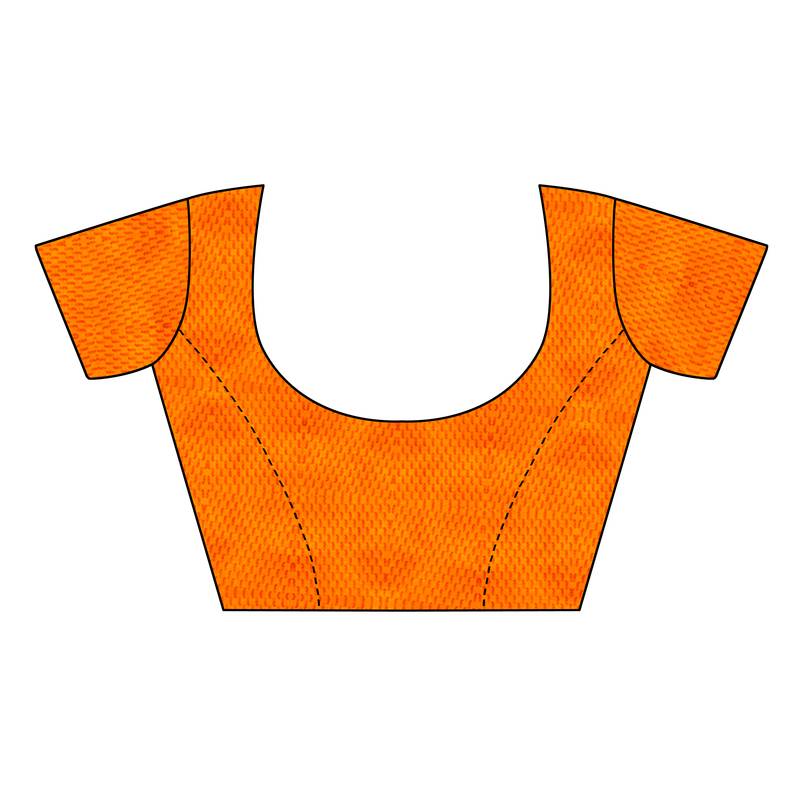 Blue Printed Art Silk Saree With Blouse