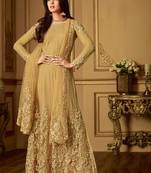 Light Golden Designer Embroidered Anarkali Suit