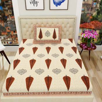 Cotton TC120 Hand Block Printed Ethnic Motif Single Bedsheet with One Pillow Cover 2