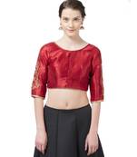 Red Woven Design Art Silk Embroidered blouse