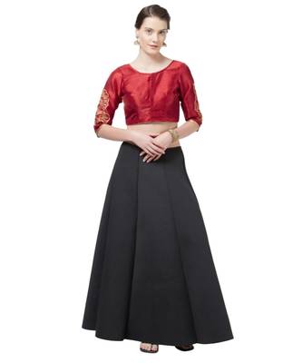 Red Woven Design Art Silk Embroidered blouse 2