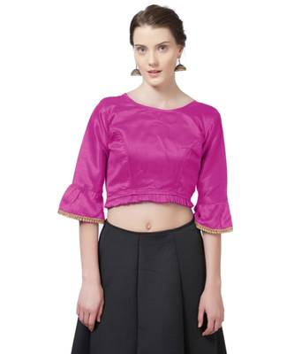 Pink Woven Design Art Silk blouse 1