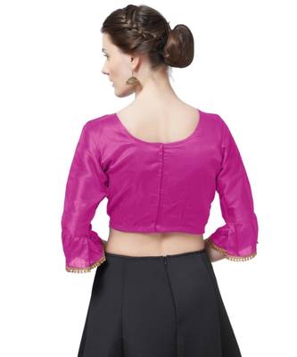 Pink Woven Design Art Silk blouse 3