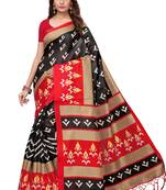 Black Printed Art Silk Saree With Blouse