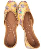 Finch Pop Yellow Ethnic Leather Juttis for Women
