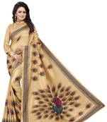 multicolor printed art silk saree with blouse