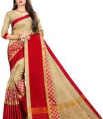 beige woven art silk saree with blouse
