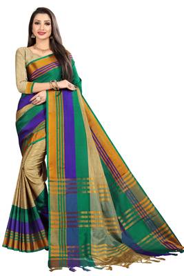 beige woven art silk saree with blouse 1