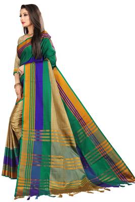 beige woven art silk saree with blouse 2