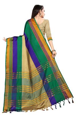 beige woven art silk saree with blouse 3