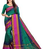 green woven art silk saree with blouse