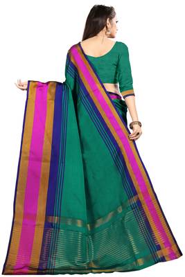 green woven art silk saree with blouse 3