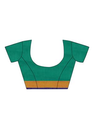 green woven art silk saree with blouse 4