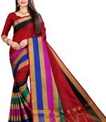 red woven art silk saree with blouse