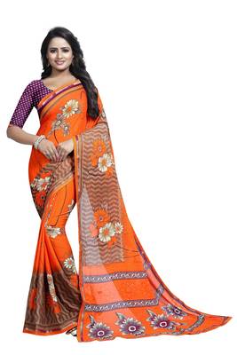 multicolor printed Georgette saree with blouse 1