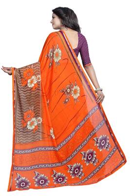multicolor printed Georgette saree with blouse 3