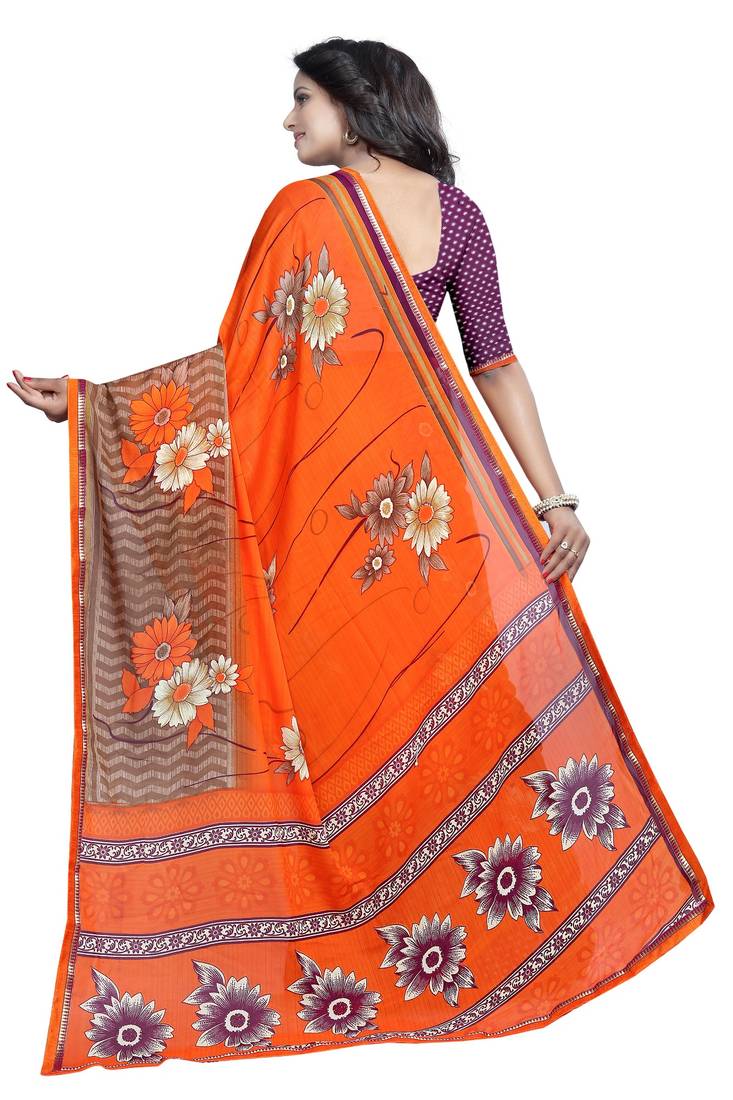 multicolor printed Georgette saree with blouse