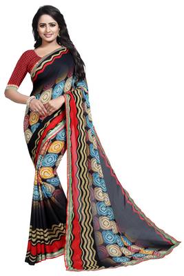 Multicolor Printed Georgette Saree With Blouse 1