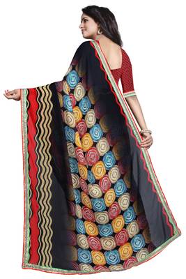 Multicolor Printed Georgette Saree With Blouse 3