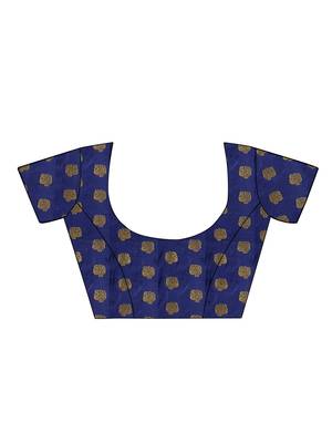 blue woven banarasi saree with blouse 4