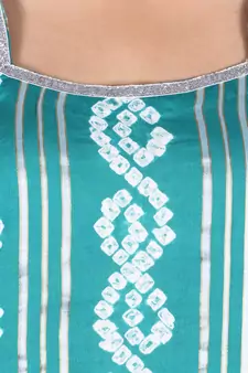 Sea Green Cotton Unstitched Bandhej Dress Material