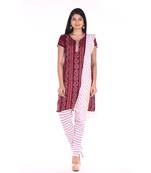 Maroon Cotton Unstitched Bandhej Dress Material
