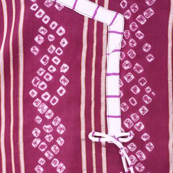Wine Cotton Unstitched Bandhej Dress Material 4