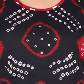 Red and Black Cotton Unstitched Bandhej Dress Material 4