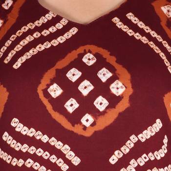 Maroon and Orange Cotton Unstitched Bandhej Dress Material 4