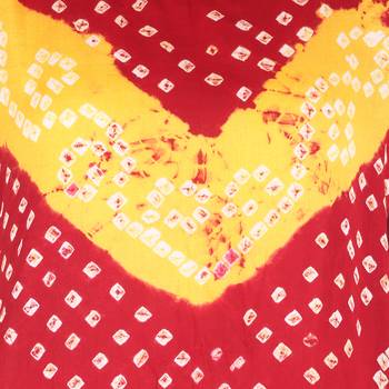 Yellow and Red Cotton Unstitched Bandhej Dress Material 4