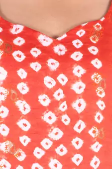 Orange Cotton Unstitched Bandhej Dress Material