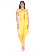 Lemon Yellow Cotton Unstitched Bandhej Dress Material