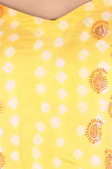 Lemon Yellow Cotton Unstitched Bandhej Dress Material