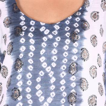 Grey Cotton Unstitched Bandhej Dress Material 4