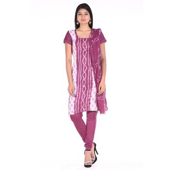Wine Cotton Unstitched Bandhej Dress Material 1