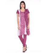Wine Cotton Unstitched Bandhej Dress Material