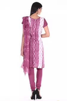 Wine Cotton Unstitched Bandhej Dress Material