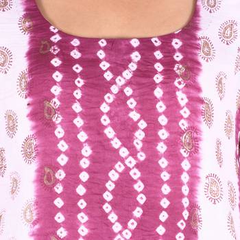 Wine Cotton Unstitched Bandhej Dress Material 4