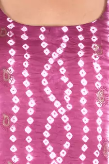 Wine Cotton Unstitched Bandhej Dress Material