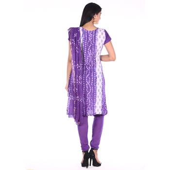 Purple Cotton Unstitched Bandhej Dress Material 2